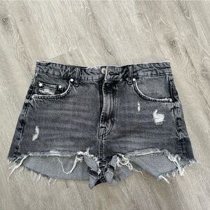 Zara Gray Distressed Jean Shorts Casual Style